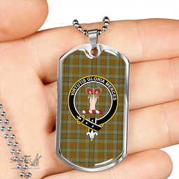 ScottishPlaid Donachie of Brockloch Hunting Ancient Clan Tartan Dog Tag Necklace - Crest Classic Scottish Plaid Tartan Plaid