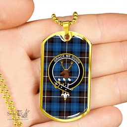 ScottishPlaid Forbes Brown Modern Clan Tartan Dog Tag Necklace - Crest Classic Scottish Plaid Tartan Plaid