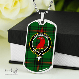 ScottishPlaid Halkerston Clan Tartan Dog Tag Necklace - Crest Classic Scottish Plaid Tartan Plaid