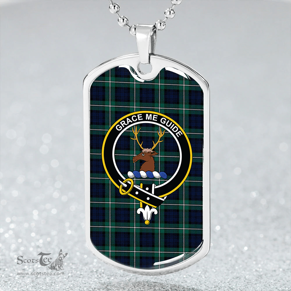 ScottishPlaid Forbes Modern Clan Tartan Dog Tag Necklace - Crest Classic Scottish Plaid Tartan Plaid