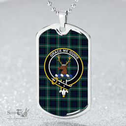 ScottishPlaid Forbes Modern Clan Tartan Dog Tag Necklace - Crest Classic Scottish Plaid Tartan Plaid