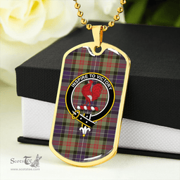 ScottishPlaid Curry (Currie) Weathered Clan Tartan Dog Tag Necklace - Crest Classic Scottish Plaid Tartan Plaid