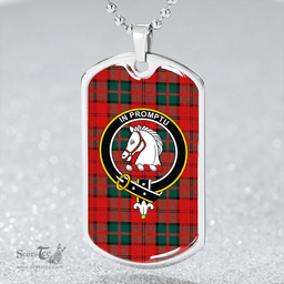 ScottishPlaid Dunbar Modern Clan Tartan Dog Tag Necklace - Crest Classic Scottish Plaid Tartan Plaid