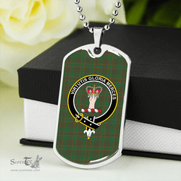 ScottishPlaid Donachie of Brochloch Hunting Ancient Clan Tartan Dog Tag Necklace - Crest Classic Scottish Plaid Tartan Plaid