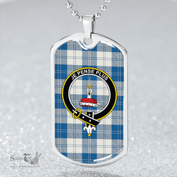 ScottishPlaid Erskine Dress Dance Blue Modern Clan Tartan Dog Tag Necklace - Crest Classic Scottish Plaid Tartan Plaid