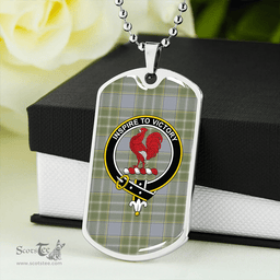 ScottishPlaid Currie Weathered Clan Tartan Dog Tag Necklace - Crest Classic Scottish Plaid Tartan Plaid