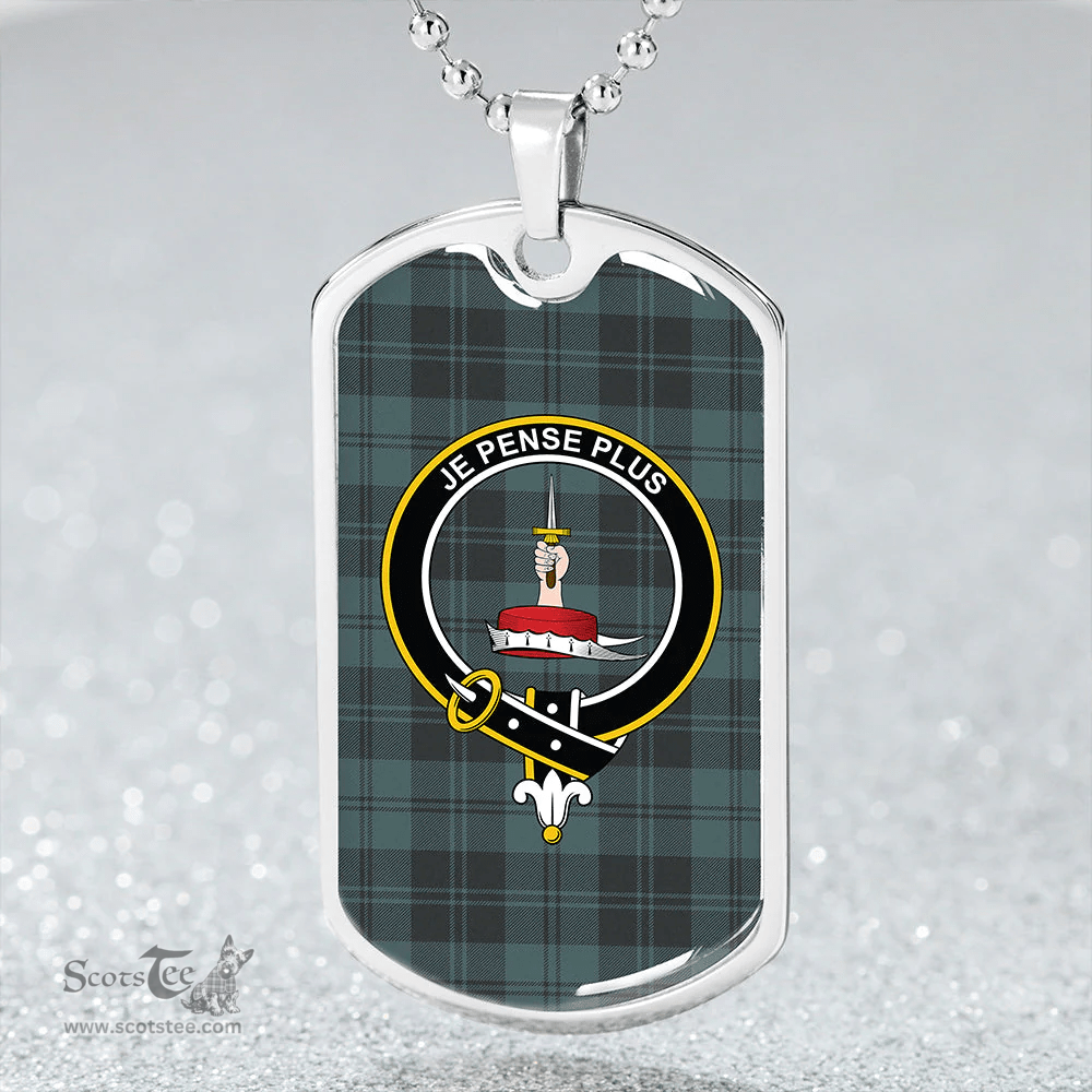 ScottishPlaid Erskine Purple Clan Tartan Dog Tag Necklace - Crest Classic Scottish Plaid Tartan Plaid