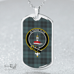 ScottishPlaid Erskine Purple Clan Tartan Dog Tag Necklace - Crest Classic Scottish Plaid Tartan Plaid