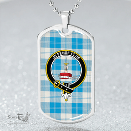ScottishPlaid Erskine Burgundy Clan Tartan Dog Tag Necklace - Crest Classic Scottish Plaid Tartan Plaid