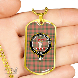 ScottishPlaid Donachie of Brockloch Hunting Weathered Clan Tartan Dog Tag Necklace - Crest Classic Scottish Plaid Tartan Plaid