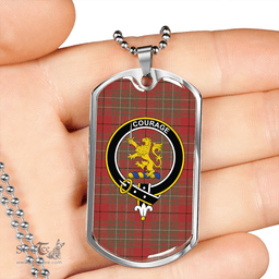 ScottishPlaid Cumming Weathered Clan Tartan Dog Tag Necklace - Crest Classic Scottish Plaid Tartan Plaid