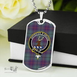 ScottishPlaid Davidson Half Weathered Clan Tartan Dog Tag Necklace - Crest Classic Scottish Plaid Tartan Plaid