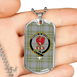 ScottishPlaid Currie Weathered Clan Tartan Dog Tag Necklace - Crest Classic Scottish Plaid Tartan Plaid