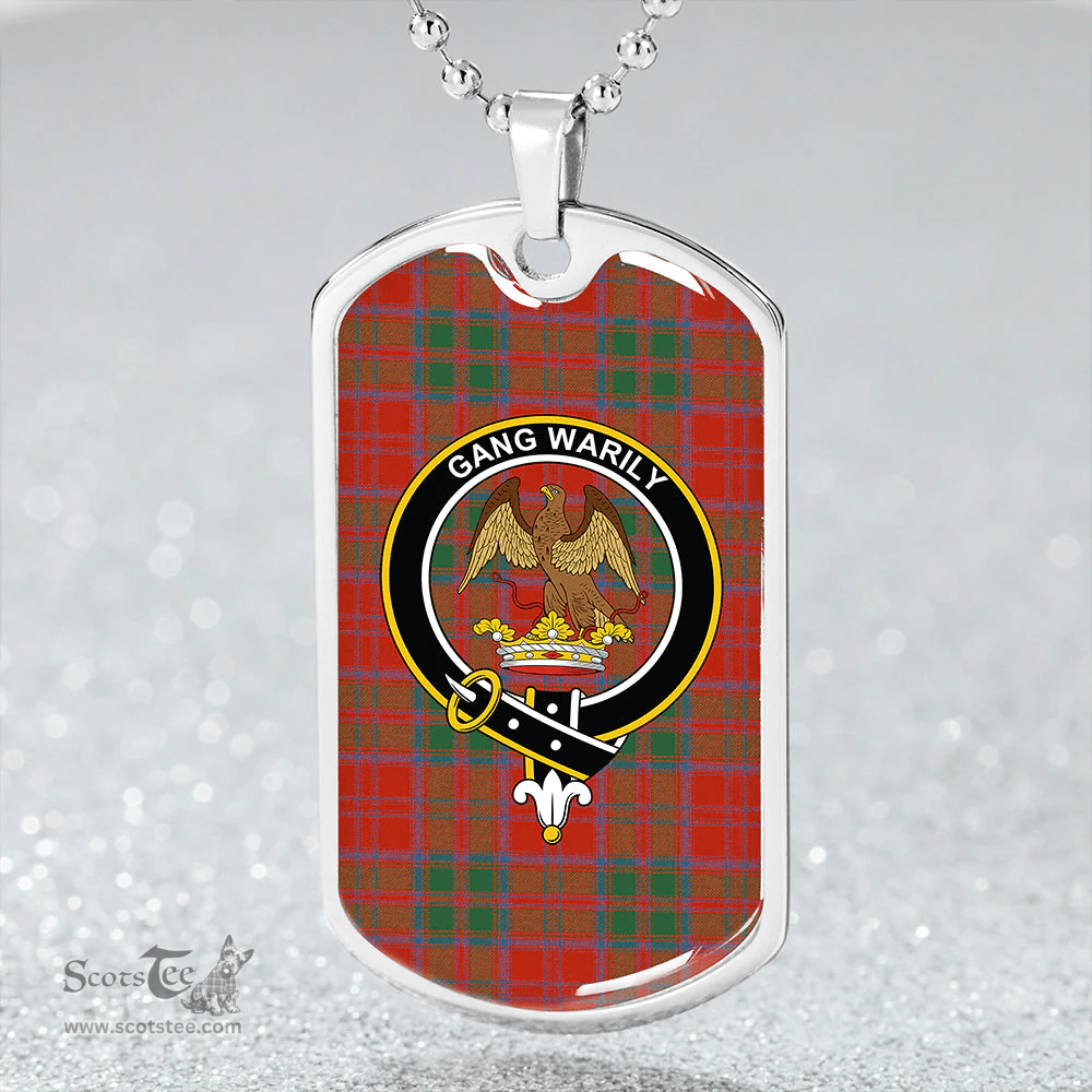 ScottishPlaid Drummond Grant Ancient Clan Tartan Dog Tag Necklace - Crest Classic Scottish Plaid Tartan Plaid