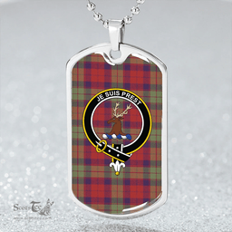 ScottishPlaid Fraser of Altyre Weathered Clan Tartan Dog Tag Necklace - Crest Classic Scottish Plaid Tartan Plaid