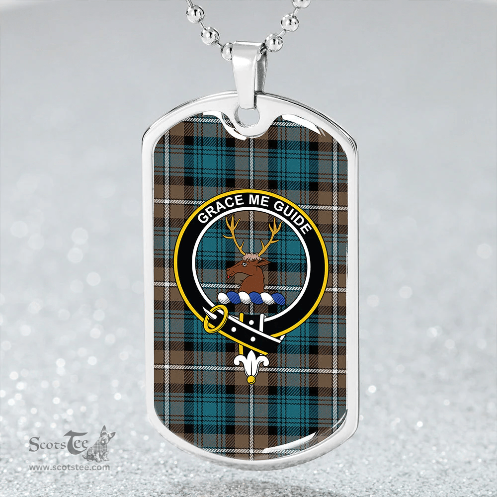 ScottishPlaid Forbes Brown Ancient Clan Tartan Dog Tag Necklace - Crest Classic Scottish Plaid Tartan Plaid