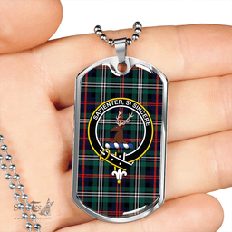ScottishPlaid Davidson Double Modern Clan Tartan Dog Tag Necklace - Crest Classic Scottish Plaid Tartan Plaid