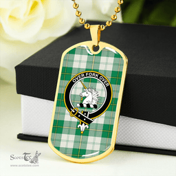 ScottishPlaid Cunningham Dress Green Clan Tartan Dog Tag Necklace - Crest Classic Scottish Plaid Tartan Plaid