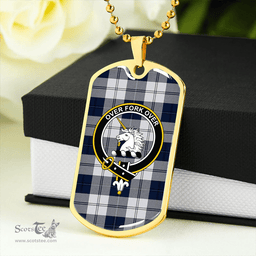 ScottishPlaid Cunningham Dress Dance Blue Clan Tartan Dog Tag Necklace - Crest Classic Scottish Plaid Tartan Plaid