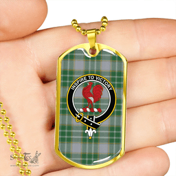 ScottishPlaid Currie Modern Clan Tartan Dog Tag Necklace - Crest Classic Scottish Plaid Tartan Plaid