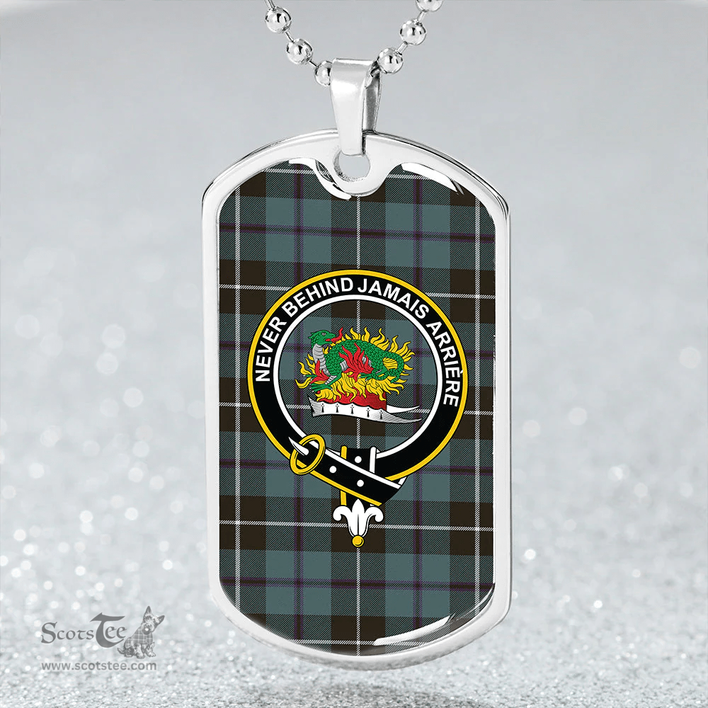 ScottishPlaid Douglas Weathered Clan Tartan Dog Tag Necklace - Crest Classic Scottish Plaid Tartan Plaid