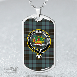 ScottishPlaid Douglas Weathered Clan Tartan Dog Tag Necklace - Crest Classic Scottish Plaid Tartan Plaid