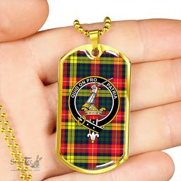 ScottishPlaid Dewar Clan Tartan Dog Tag Necklace - Crest Classic Scottish Plaid Tartan Plaid