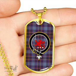 ScottishPlaid Dempster Weathered Clan Tartan Dog Tag Necklace - Crest Classic Scottish Plaid Tartan Plaid