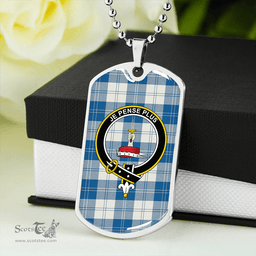 ScottishPlaid Erskine Dress Dance Blue Modern Clan Tartan Dog Tag Necklace - Crest Classic Scottish Plaid Tartan Plaid