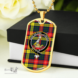 ScottishPlaid Dewar Clan Tartan Dog Tag Necklace - Crest Classic Scottish Plaid Tartan Plaid