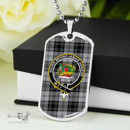 ScottishPlaid Douglas Grey Modern Clan Tartan Dog Tag Necklace - Crest Classic Scottish Plaid Tartan Plaid