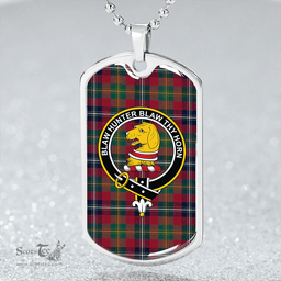 ScottishPlaid Forrester Modern Clan Tartan Dog Tag Necklace - Crest Classic Scottish Plaid Tartan Plaid