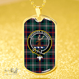 ScottishPlaid Davidson Double Modern Clan Tartan Dog Tag Necklace - Crest Classic Scottish Plaid Tartan Plaid