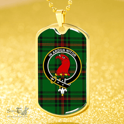 ScottishPlaid Halkerston Clan Tartan Dog Tag Necklace - Crest Classic Scottish Plaid Tartan Plaid