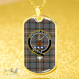 ScottishPlaid Davidson of Tulloch Weathered Clan Tartan Dog Tag Necklace - Crest Classic Scottish Plaid Tartan Plaid