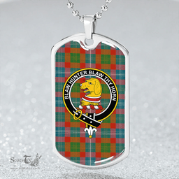 ScottishPlaid Forrester Ancient Clan Tartan Dog Tag Necklace - Crest Classic Scottish Plaid Tartan Plaid