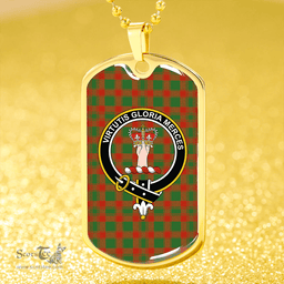 ScottishPlaid Donachie Ancient Clan Tartan Dog Tag Necklace - Crest Classic Scottish Plaid Tartan Plaid