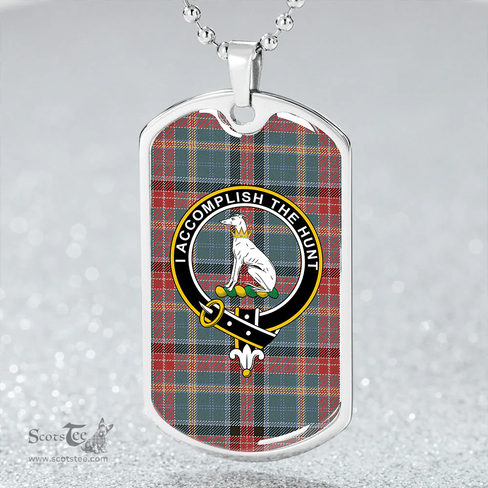 ScottishPlaid Hunter Old (Michael Old) Weathered Clan Tartan Dog Tag Necklace - Crest Classic Scottish Plaid Tartan Plaid
