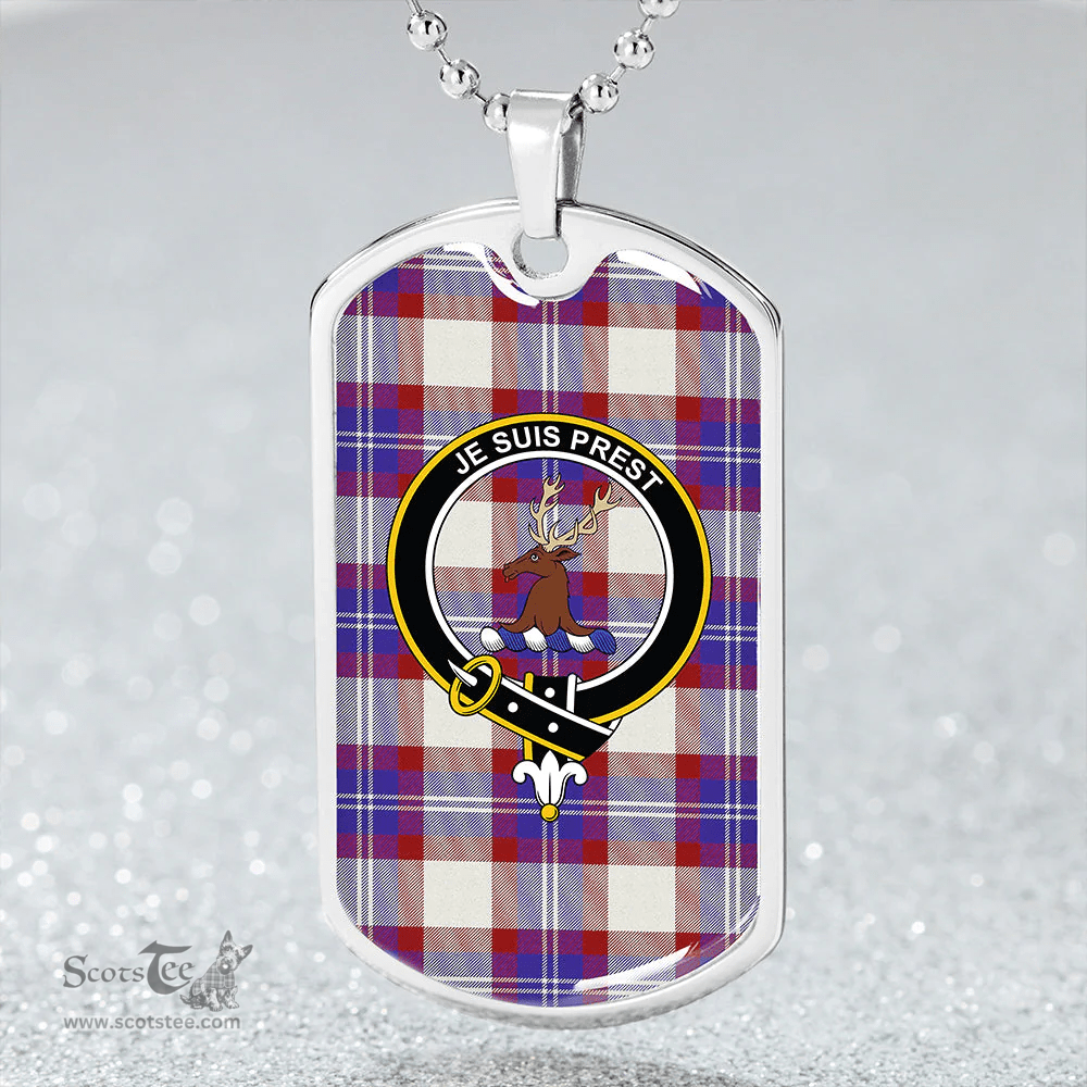 ScottishPlaid Fraser Arisaid Red Clan Tartan Dog Tag Necklace - Crest Classic Scottish Plaid Tartan Plaid