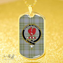 ScottishPlaid Currie Weathered Clan Tartan Dog Tag Necklace - Crest Classic Scottish Plaid Tartan Plaid