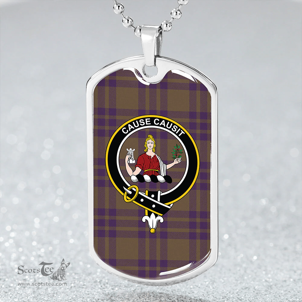 ScottishPlaid Elphinstone Weathered Clan Tartan Dog Tag Necklace - Crest Classic Scottish Plaid Tartan Plaid