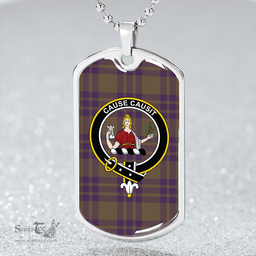 ScottishPlaid Elphinstone Weathered Clan Tartan Dog Tag Necklace - Crest Classic Scottish Plaid Tartan Plaid