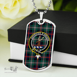 ScottishPlaid Davidson Double Modern Clan Tartan Dog Tag Necklace - Crest Classic Scottish Plaid Tartan Plaid