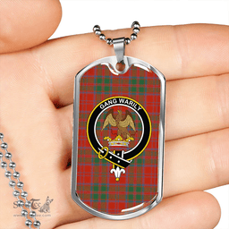 ScottishPlaid Drummond Grant Ancient Clan Tartan Dog Tag Necklace - Crest Classic Scottish Plaid Tartan Plaid