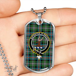 ScottishPlaid Davidson Double Ancient Clan Tartan Dog Tag Necklace - Crest Classic Scottish Plaid Tartan Plaid