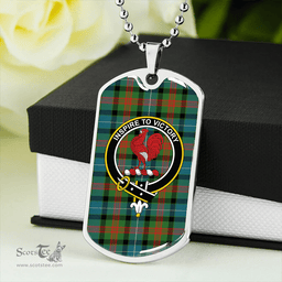 ScottishPlaid Curry (Currie) Ancient Clan Tartan Dog Tag Necklace - Crest Classic Scottish Plaid Tartan Plaid