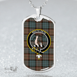 ScottishPlaid Fletcher Family Weathered Clan Tartan Dog Tag Necklace - Crest Classic Scottish Plaid Tartan Plaid