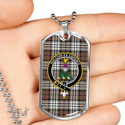 ScottishPlaid Ferguson Dress #2 Weathered Clan Tartan Dog Tag Necklace - Crest Classic Scottish Plaid Tartan Plaid
