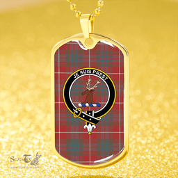 ScottishPlaid Fraser Red Weathered Clan Tartan Dog Tag Necklace - Crest Classic Scottish Plaid Tartan Plaid