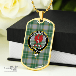 ScottishPlaid Currie Modern Clan Tartan Dog Tag Necklace - Crest Classic Scottish Plaid Tartan Plaid